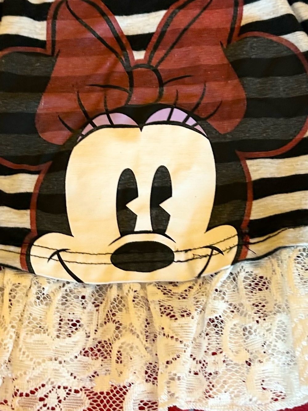 Disney Minnie Mouse Black White Red Lace Two-Piece Set